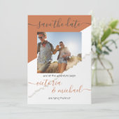 Rustikales Hochzeitsabenteuer-Foto Save the Date Einladung (Stehend Vorderseite)