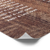 Rustikales Hochzeitsdiagramm für Holz Poster (Ecke)