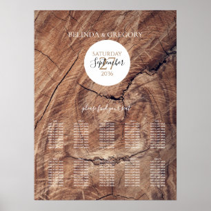 Rustikales Hochzeitsdiagramm für Holz Poster