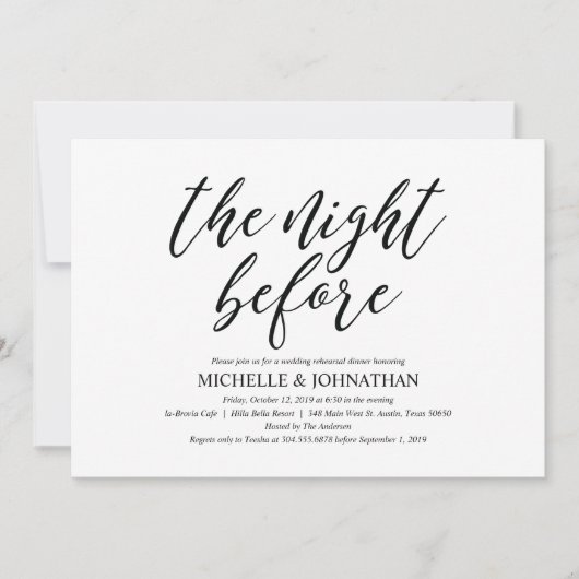 Rustikales Hochzeitsdinner Probe Einladung (Vorderseite)