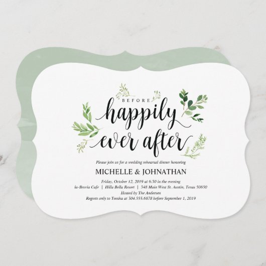 Rustikales Hochzeitsdinner Probe Einladung (Vorne/Hinten)