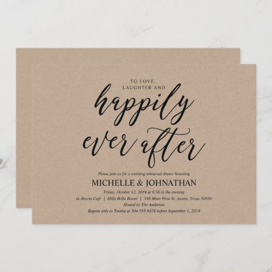 Rustikales Hochzeitsessen Probe Einladung (Vorne/Hinten)