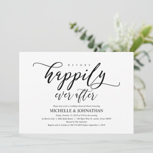 Rustikales Hochzeitsessen Probe Einladung (Stehend Vorderseite)