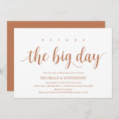 Rustikales Hochzeitsessen, Probe, moderne Kupfer Einladung (Vorne/Hinten)