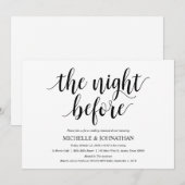 Rustikales Hochzeitsessen Probe, Schwarz und Weiß Einladung (Vorne/Hinten)