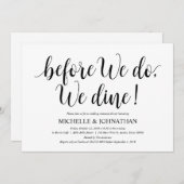 Rustikales Hochzeitsessen Probe, Schwarz und Weiß Einladung (Vorne/Hinten)