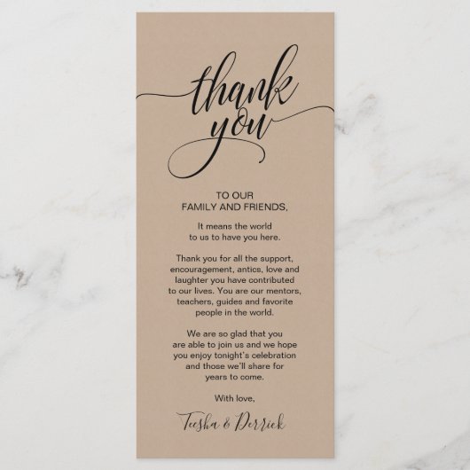 Rustikales Hochzeitsessen Vielen Dank Platzierung  Programm (Vorderseite)