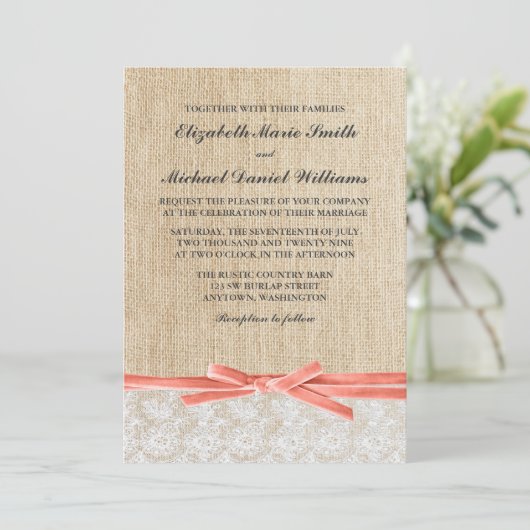 Rustikales Hochzeitsgeschenk Einladung (Stehend Vorderseite)