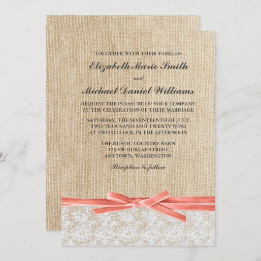 Rustikales Hochzeitsgeschenk Einladung (Vorne/Hinten)