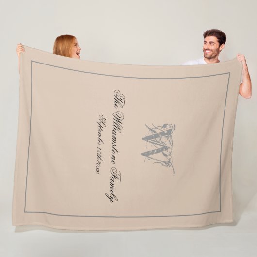 Rustikales Hochzeitsgeschenk Nachname Chic Monogra Fleecedecke (Beispiel)