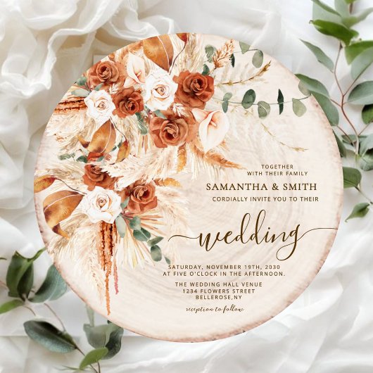 Rustikales Hochzeitsholz Einladung