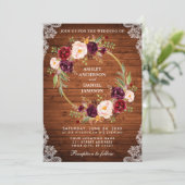 Rustikales Hochzeitsholz Einladung (Stehend Vorderseite)