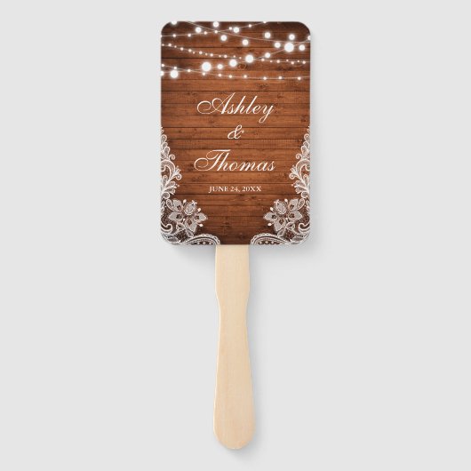 Rustikales Hochzeitsholz Fächer (Rückseite)