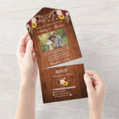 Rustikales Hochzeitsholz Foto All In One Einladung (Abreißen)