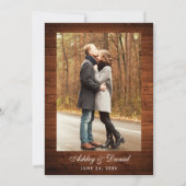 Rustikales Hochzeitsholz Foto Einladung (Rückseite)