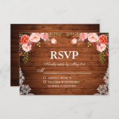 Rustikales Hochzeitsholz Korallenblume UAWG RSVP Karte (Vorne/Hinten)