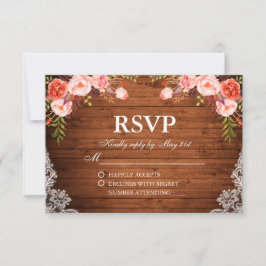 Rustikales Hochzeitsholz Korallenblume UAWG RSVP Karte