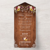 Rustikales Hochzeitsholz mit gemischtem Blumenholz All In One Einladung (Innen Boden)