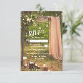 Rustikales Hochzeitsholz Peach Mason Kerzen Umschl RSVP Karte (Stehend Vorderseite)