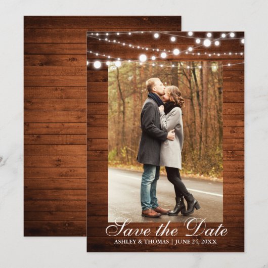 Rustikales Hochzeitsholz Save the Date (Vorne/Hinten)