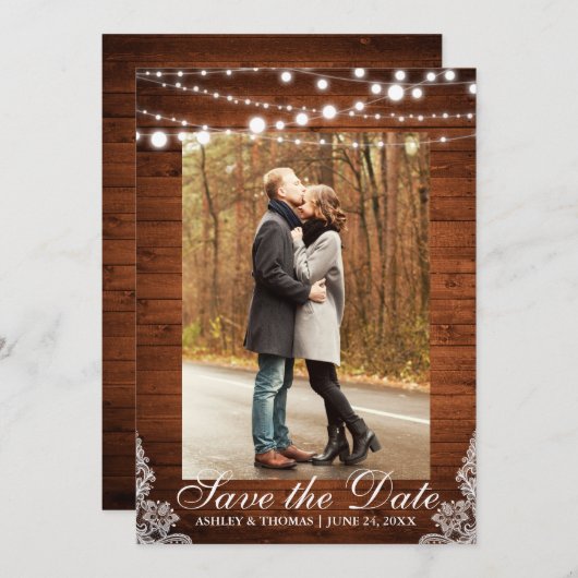 Rustikales Hochzeitsholz Save the Date (Vorne/Hinten)