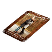 Rustikales Hochzeitsholz Save the Date Magnet (Linke Seite)