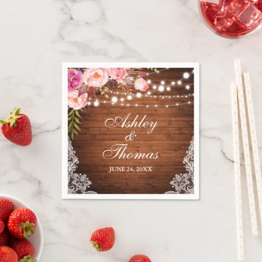 Rustikales Hochzeitsholz Serviette (Beispiel)