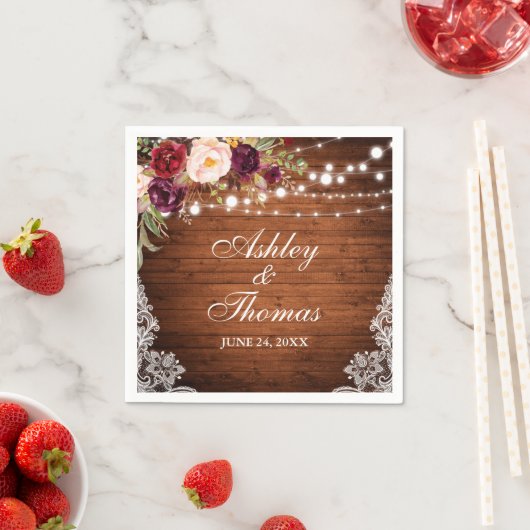 Rustikales Hochzeitsholz Serviette (Beispiel)