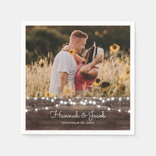 Rustikales Hochzeitsholz Serviette (Vorderseite)