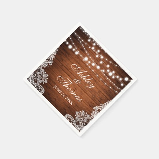 Rustikales Hochzeitsholz Serviette (Ecke)