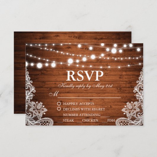 Rustikales Hochzeitsholz-UAWG RSVP Karte (Vorne/Hinten)