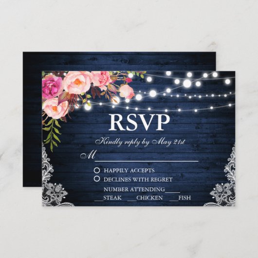 Rustikales Hochzeitsholz UAWG RSVP Karte (Vorne/Hinten)
