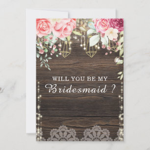 Rustikales Hochzeitsholz wirst du meine Brautjungf Einladung