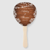 Rustikales Hochzeitsholzpaddel Fächer (Rückseite)