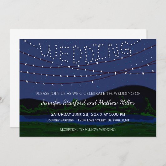 Rustikales Hochzeitslicht Einladung (Vorne/Hinten)