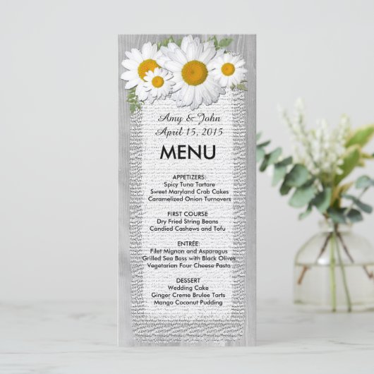 Rustikales Hochzeitsmenü2 Menükarte (Stehend Vorderseite)