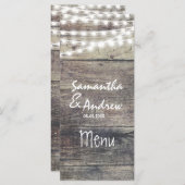 Rustikales Hochzeitsmenü aus Holz und Streichelleu Menükarte (Vorne/Hinten)