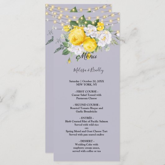 Rustikales Hochzeitsmenü der gelben Blume Programm (Vorne/Hinten)