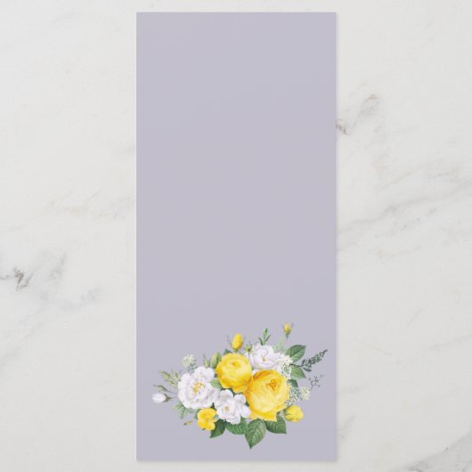 Rustikales Hochzeitsmenü der gelben Blume Programm (Rückseite)