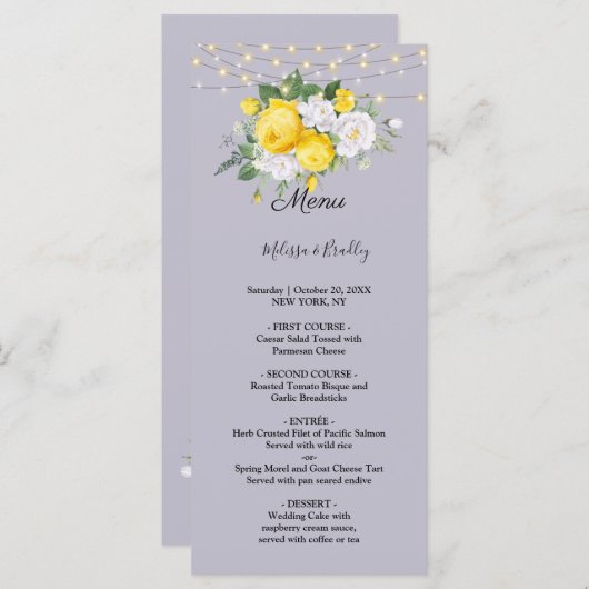 Rustikales Hochzeitsmenü der gelben Blume Programm (Vorne/Hinten)