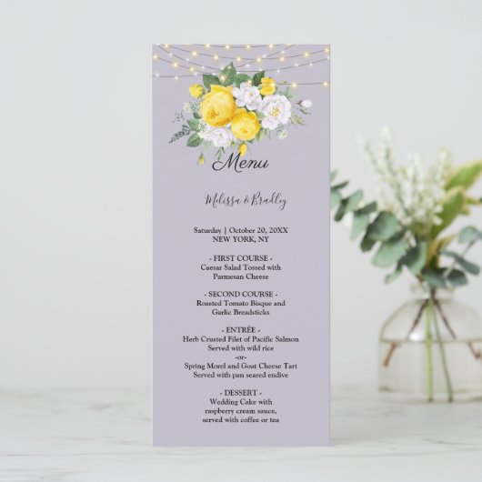 Rustikales Hochzeitsmenü der gelben Blume Programm (Stehend Vorderseite)