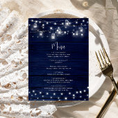 Rustikales Hochzeitsmenü der Navy Wood Mason Jars Menükarte