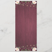 Rustikales Hochzeitsmenü für Burgunder Holz- und S Menükarte (Rückseite)