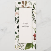 Rustikales Hochzeitsmenü mit Blumenkost und Staffe Menükarte (Rückseite)