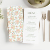 Rustikales Hochzeitsmenü mit orangefarbener Blume