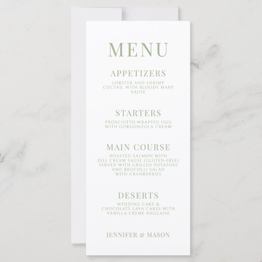 Rustikales Hochzeitsmenü mit orangefarbener Blume (Vorderseite)