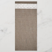 Rustikales Hochzeitsmenü mit Vintagem Weißer Lauf Menükarte (Rückseite)