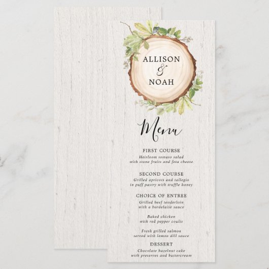 Rustikales Hochzeitsmenü mit Wald und Grün Programm (Vorne/Hinten)