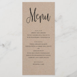 Rustikales Hochzeitsmenü. Speisekarte mit modernen Menükarte