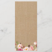 Rustikales Hochzeitsmenü Vintage Burlap Floral Menükarte (Rückseite)